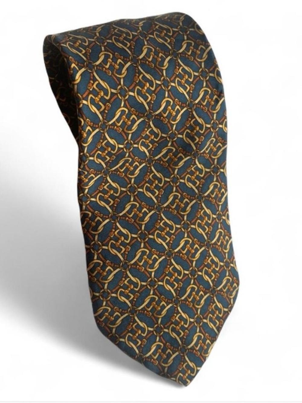 Brooks brothers blue gold  tie formal preppy necktie silk